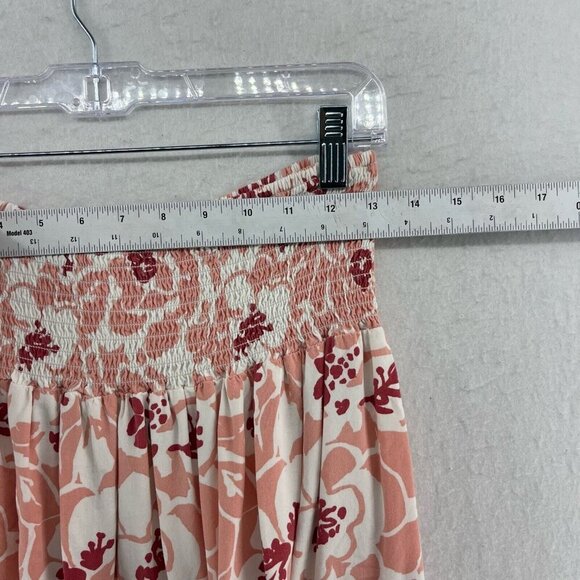Carve Designs Mini Skirt Women's S Red Peach Floral Smocked Waist Tiered Pull On - Picture 3 of 7